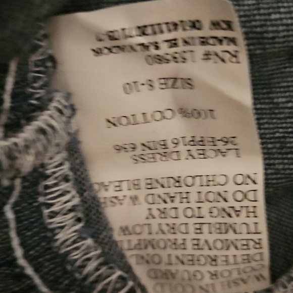 Eleanor Rose Lacey Dress Denim 100% Cotton Tiered Ruffle Hem Sz 8-10 - Picture 5 of 8